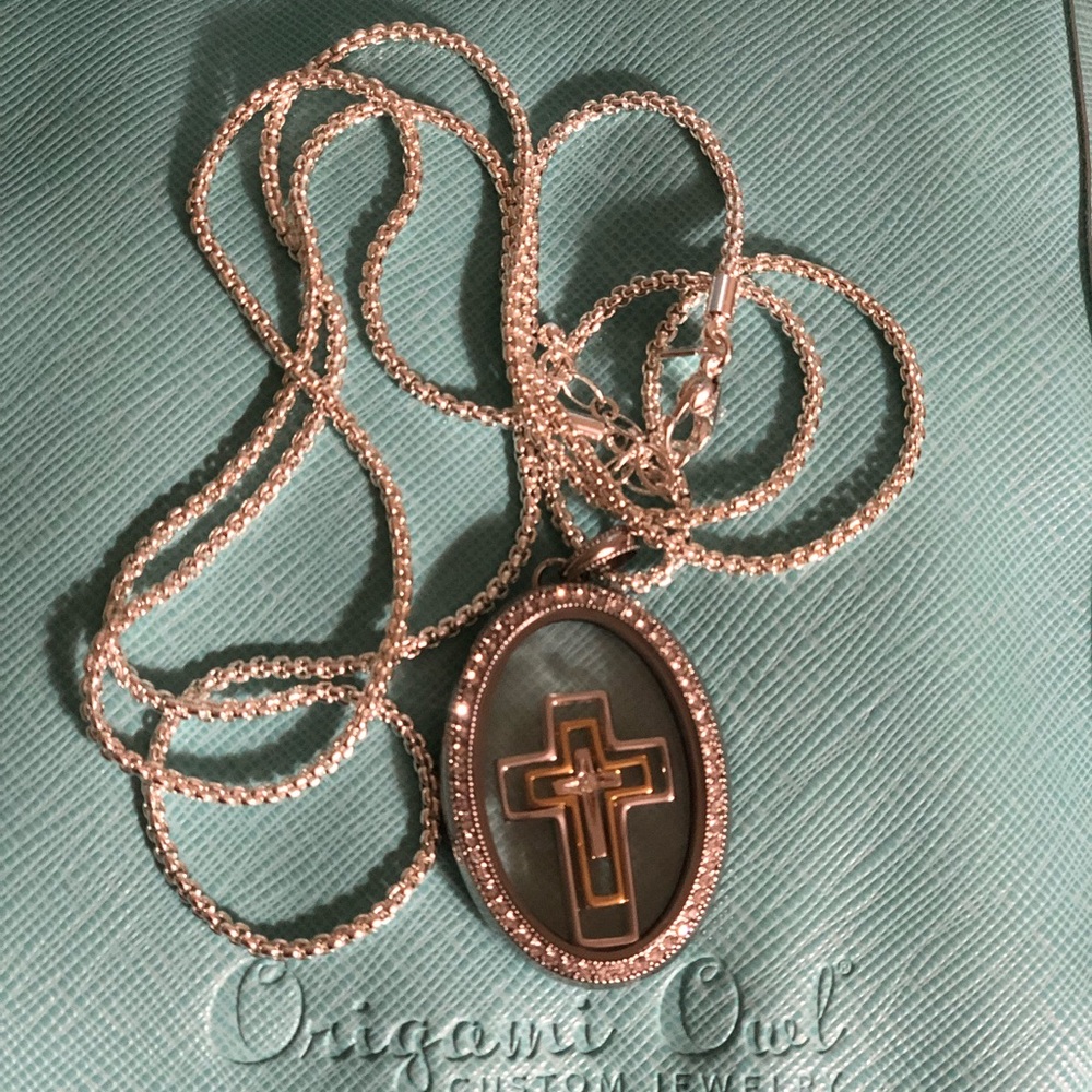Oval Locket With Nesting Crosses Set